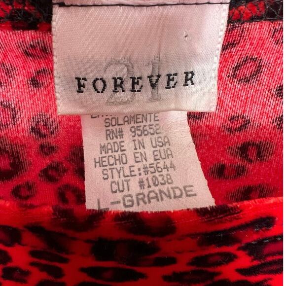Forever 21 Vintage Y2K Red Leopard Velvet Dress (Made in USA) - Picture 4 of 6